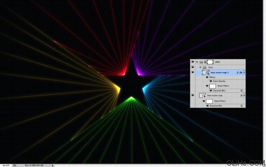 Photoshop制作星星的七彩光线