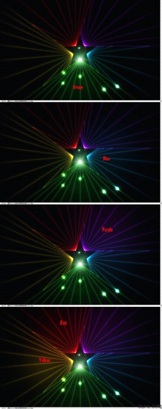 Photoshop制作星星的七彩光线