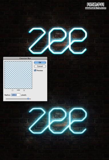 Photoshop制作美丽的霓虹灯字效果