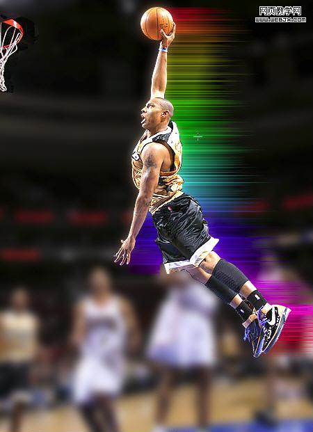 PS滤镜制作炫彩光芒的篮球海报